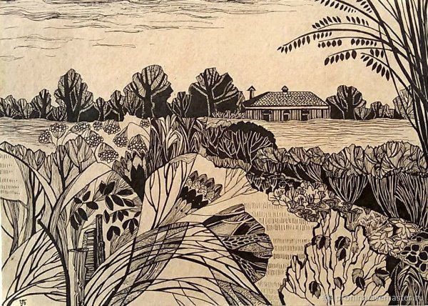 Пейзаж тушью