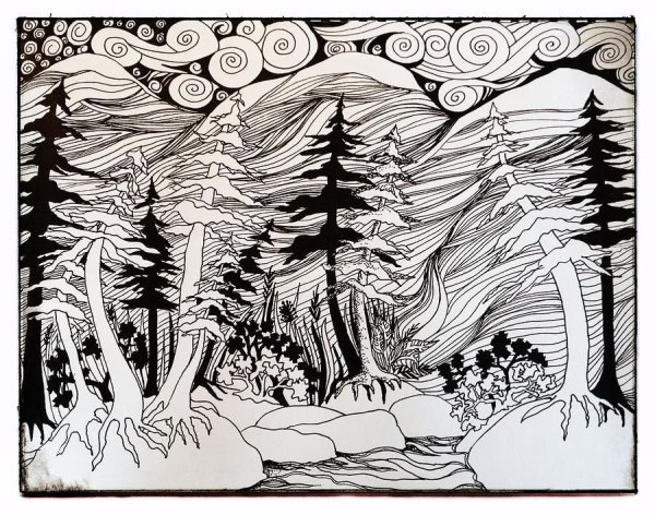 Стилизованный пейзаж Графика