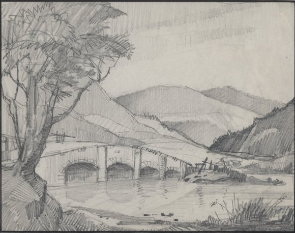 Пейзаж в графике легкий