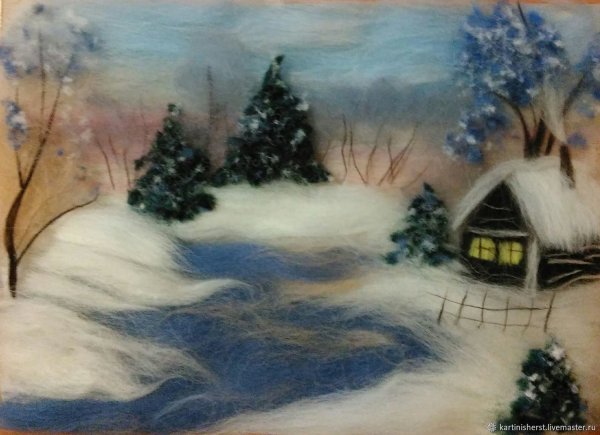Шерстяная акварель пейзажи Шешиной Екатерины
