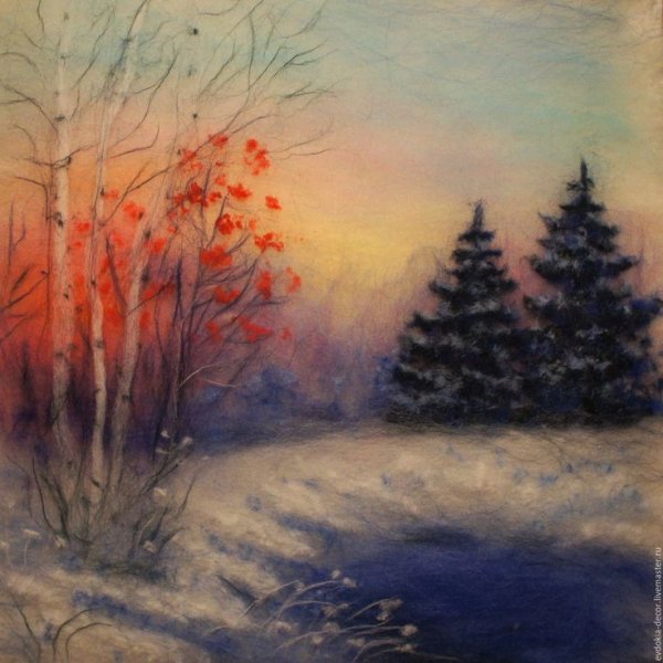 Зимний пейзаж из шерсти