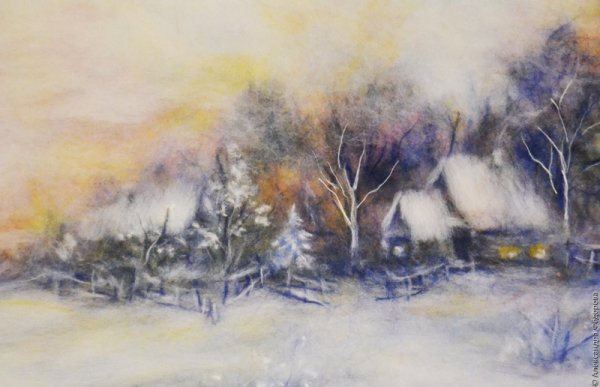 Зимний пейзаж из шерсти