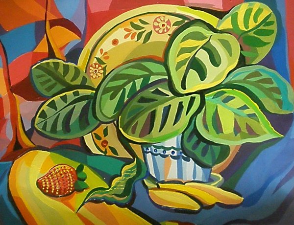 Стилизованный пейзаж гуашью