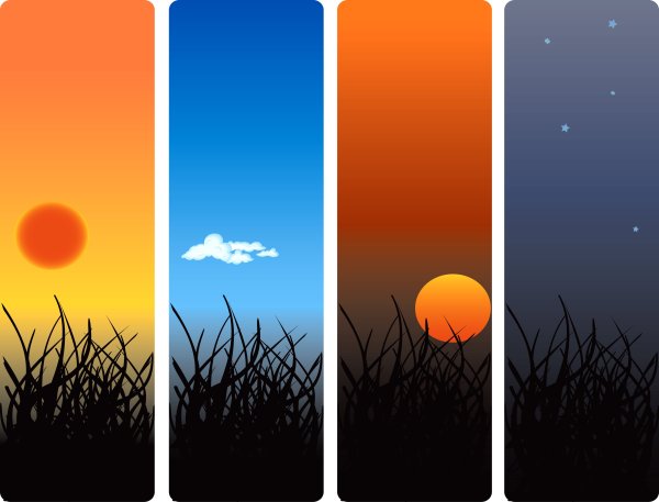 Пейзаж утро день вечер ночь