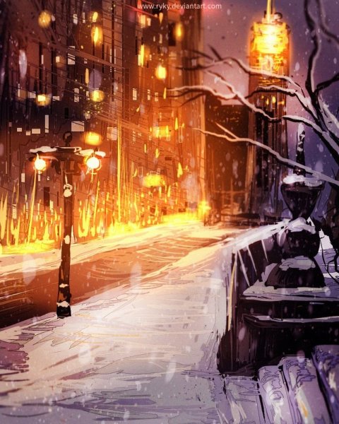 Зимний город арт