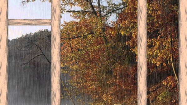 Окно с осенним пейзажем