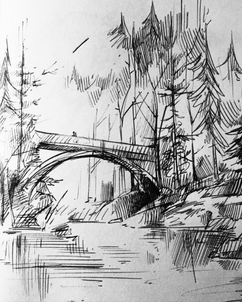 Наброски карандашом пейзажи