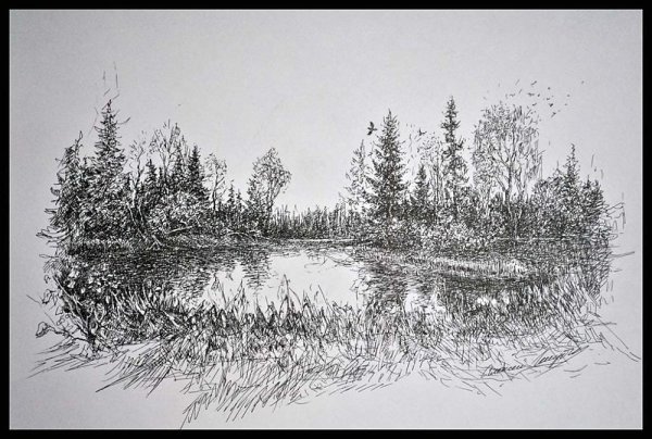 Графический рисунок пейзаж