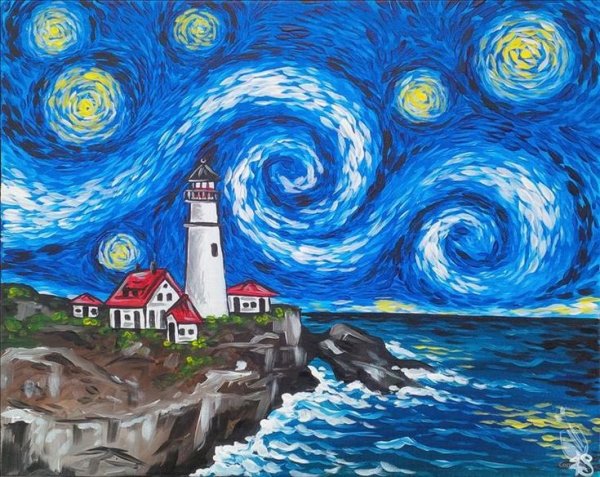 Маяк в стиле Ван Гога