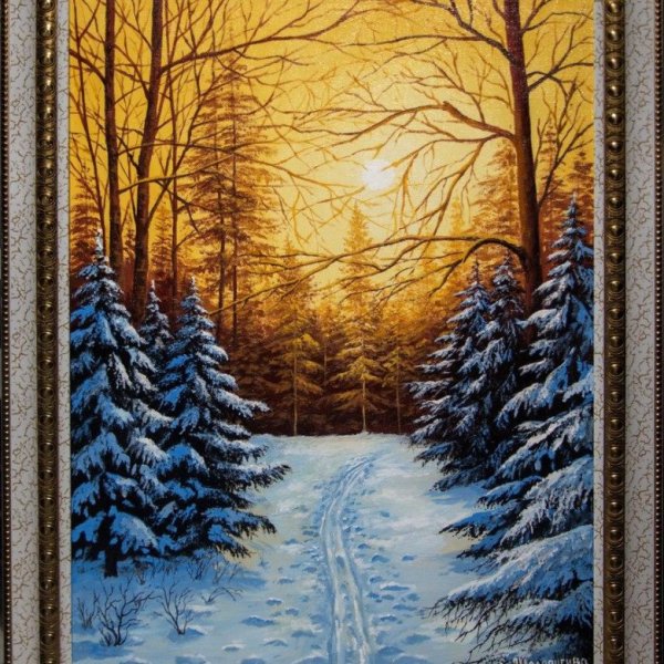 Новогодние пейзажи акрилом