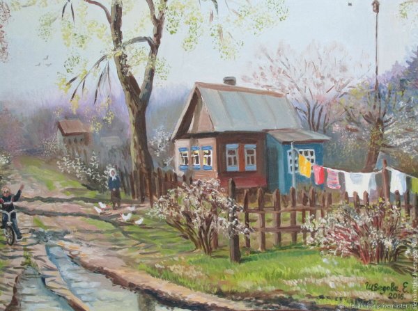 Сельский пейзаж живопись