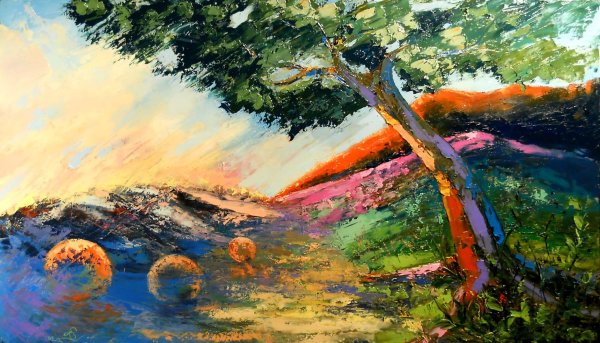 Дерево маслом на холсте