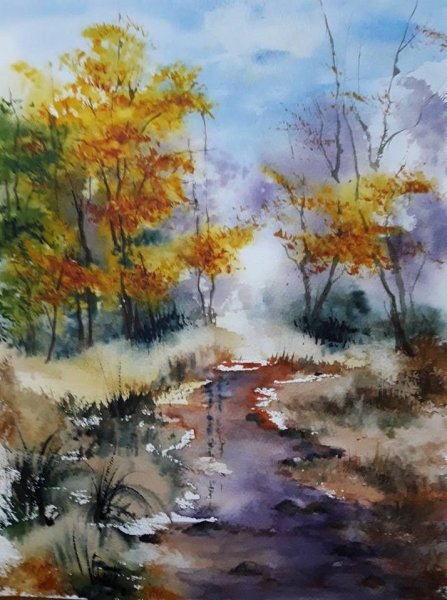 Акварель пейзаж Лидия Дорн