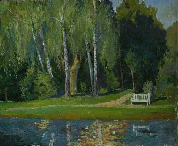 Репин на мостике в Абрамцево