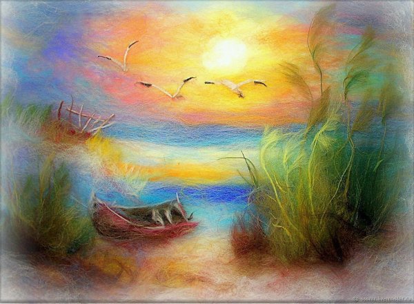 Шерстяная живопись пейзажи