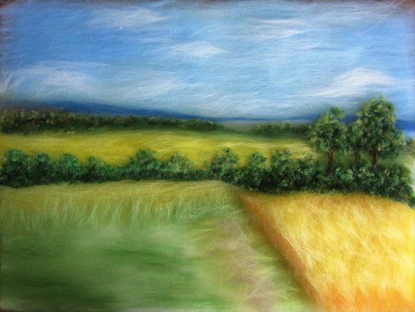 Шерстяная акварель горы