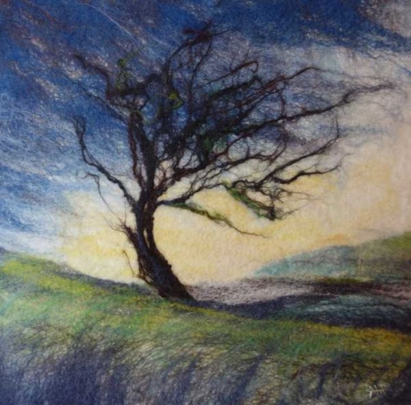 Шерстяная акварель закат