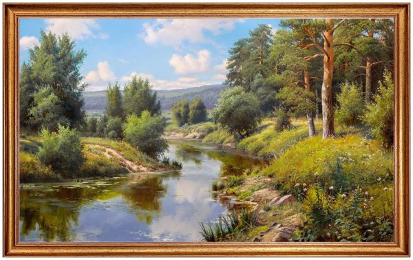 Художник Игорь Прищепа пейзаж Лесная река