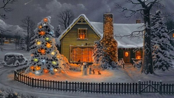 Зимний новогодний пейзаж