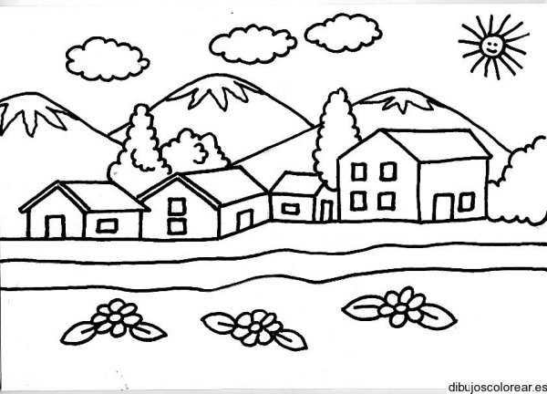 Пейзаж для раскрашивания детям