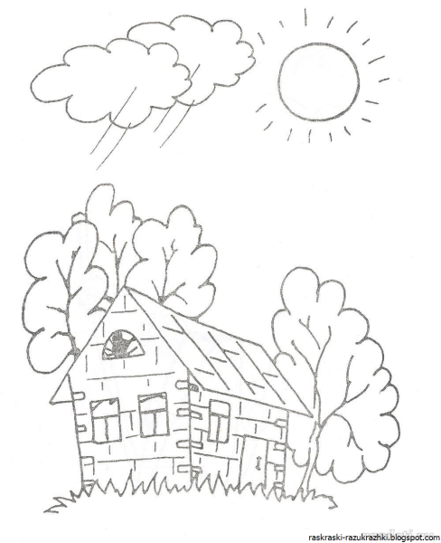 В деревне. Раскраска
