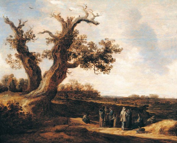 Ян Ван Гойен пейзаж с двумя дубами