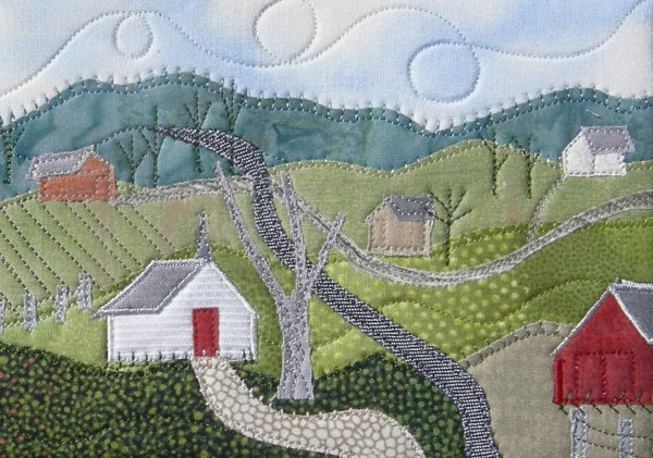 Аппликация из ткани пейзаж