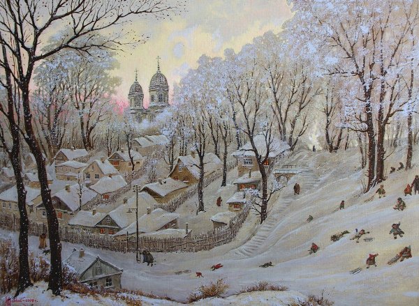 Борис Михайлович Кустодиев пейзаж с цветочной клумбой