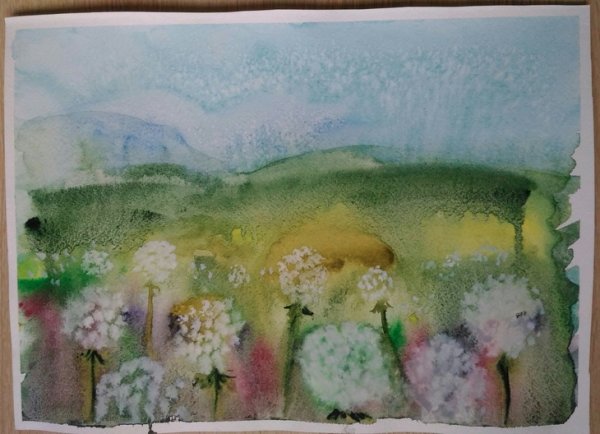 Рисование губкой космос