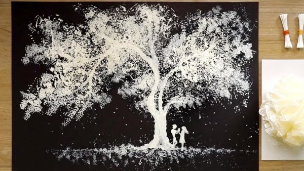 Нетрадиционная техника рисования зима