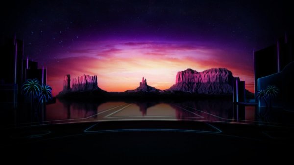 Ретровейв пейзаж