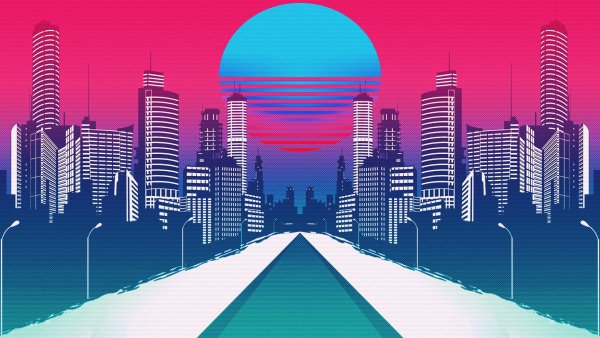 Ретровейв город арт