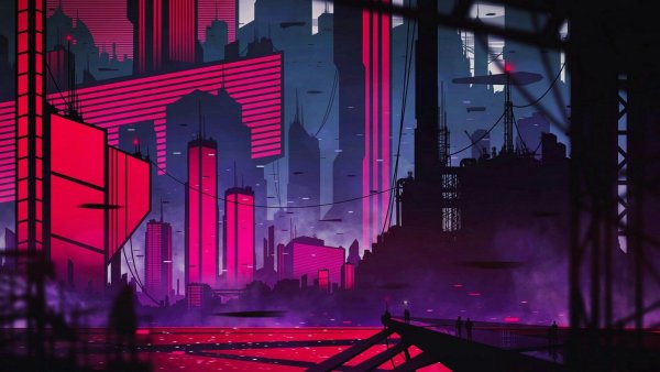 Пиксельный киберпанк город / Pixel Cyberpunk City