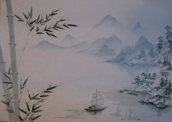 Китайская живопись гохуа горы