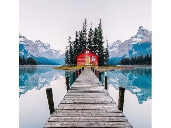 Пейзаж домик в горах