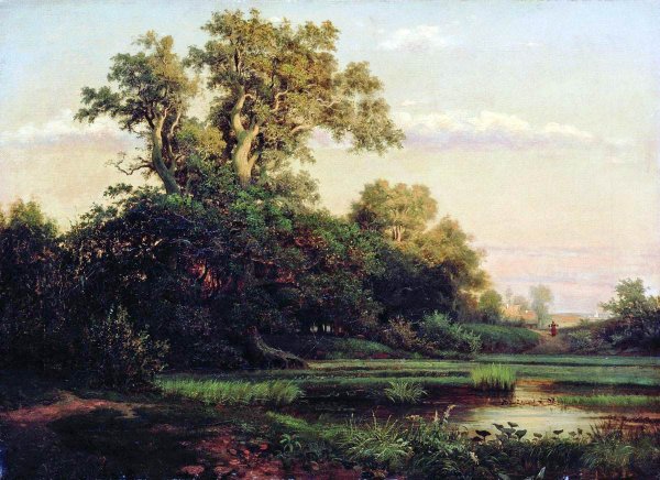 Лев Каменев (1833 – 1886) «пейзаж с избушкой»