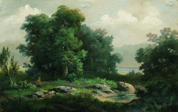 Лев Каменев (1833 – 1886) «пейзаж с избушкой»