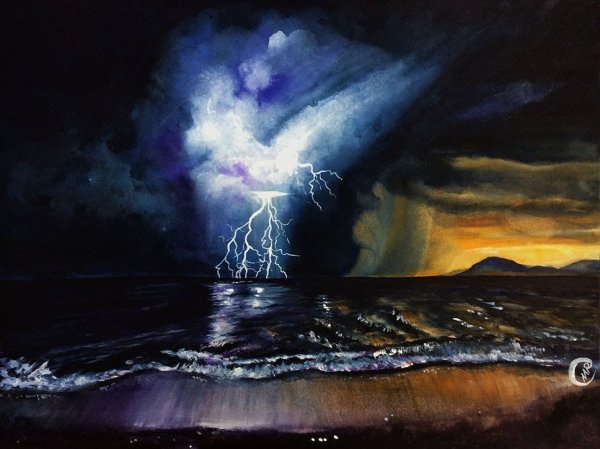 Шторм гуашью
