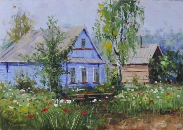 Дачный пейзаж живопись