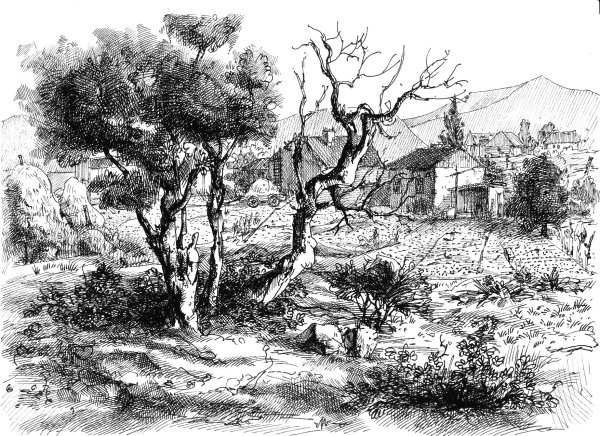 Пейзаж гелевой ручкой