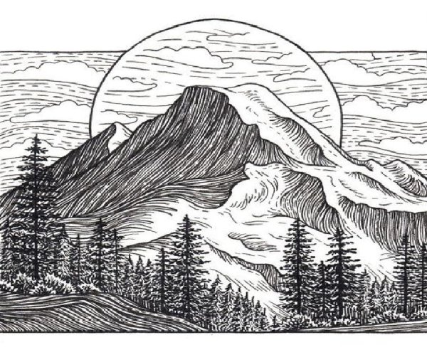 Рисунки линером пейзаж