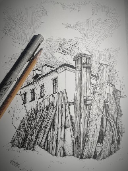 Скетчи линером Графика