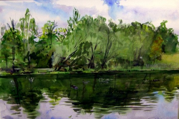 Пленэр акварелью река