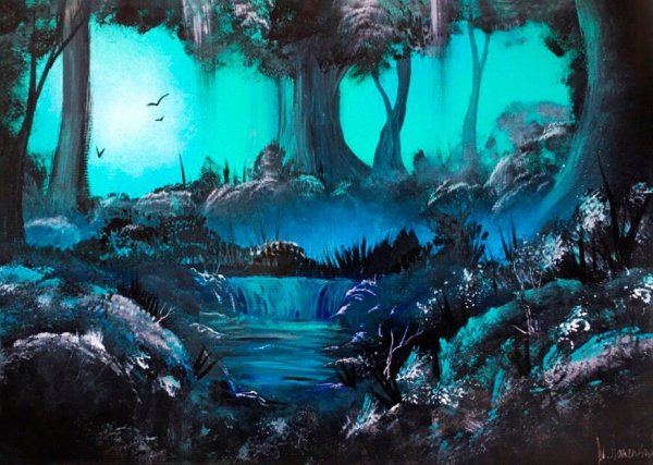 Фэнтези пейзаж в бирюзовом цвете