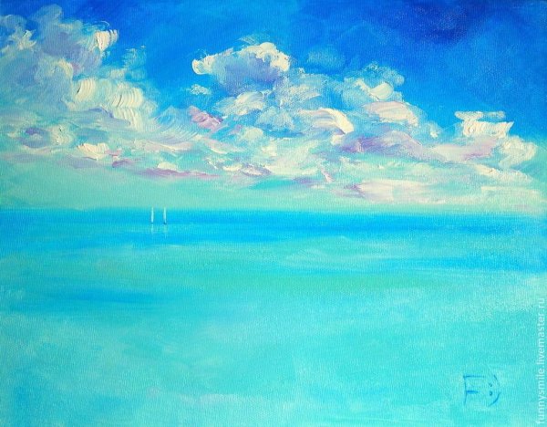 Бирюзовое море акварель