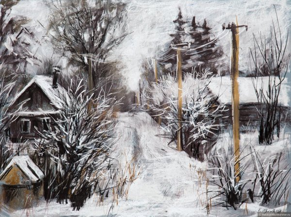 Рисунок соусом пейзаж