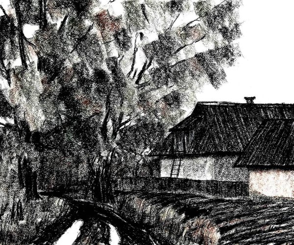 Уголь сангина соус архитектурный пейзаж