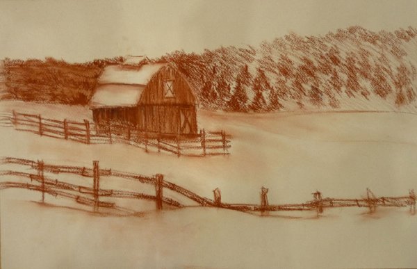 Пейзаж сангиной 19 века Шишкин