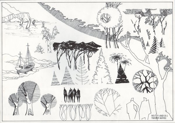 Антураж стаффаж деревья