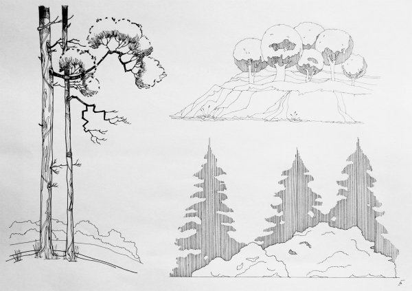 Стаффаж антураж деревья лес